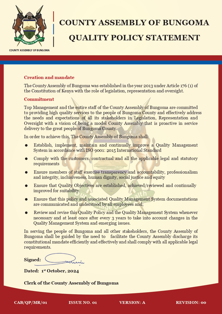 QUALITY POLICY STATEMENT