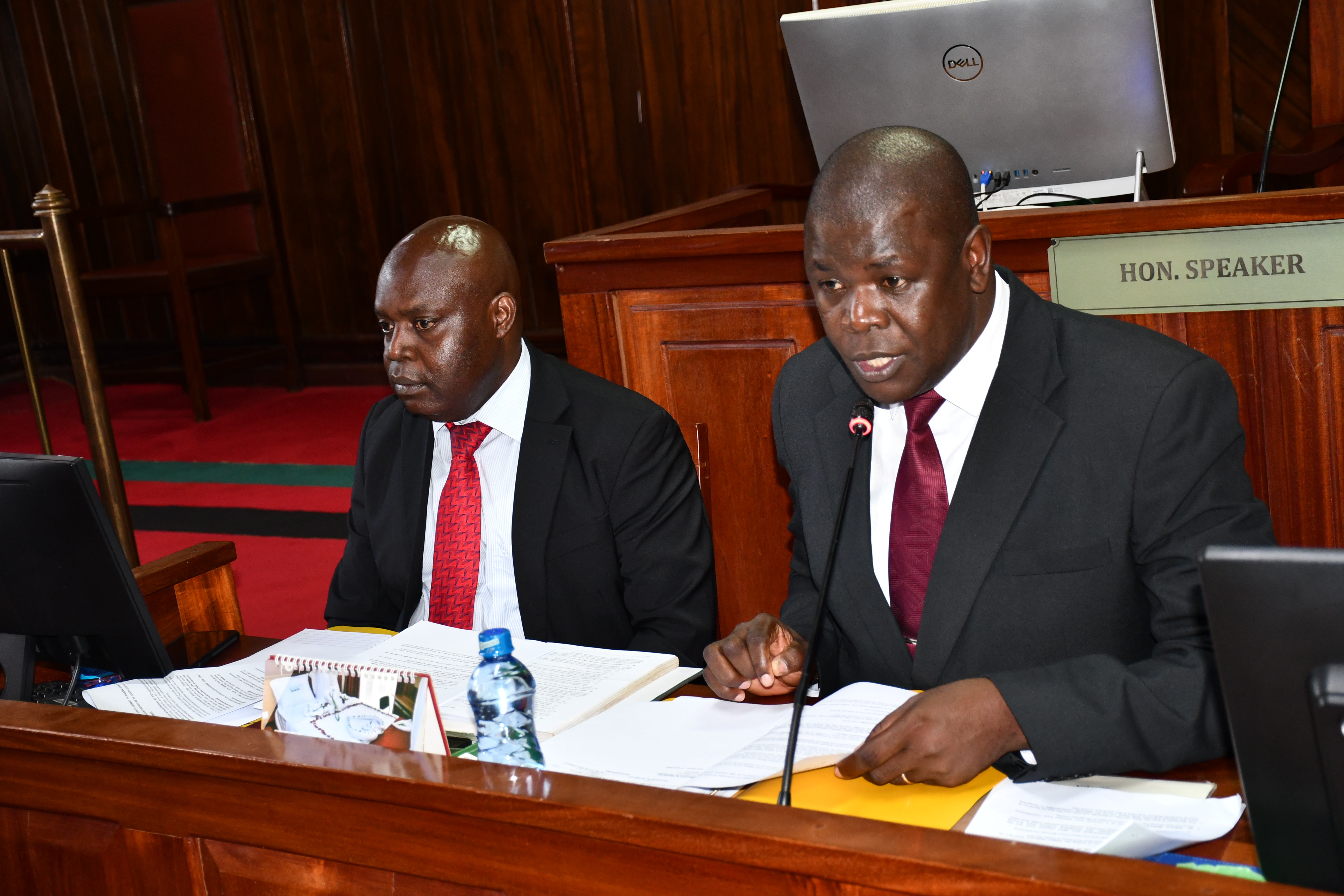 Speaker Hon. Emmanuel Situma and the Clerk Mr. Charles W. Wafula during vetting process 
