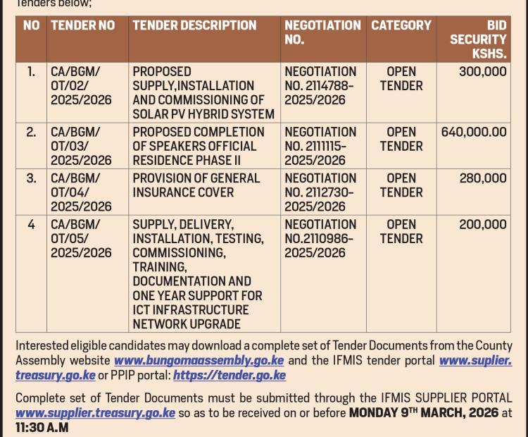ADVERT - TENDER NOTICE
