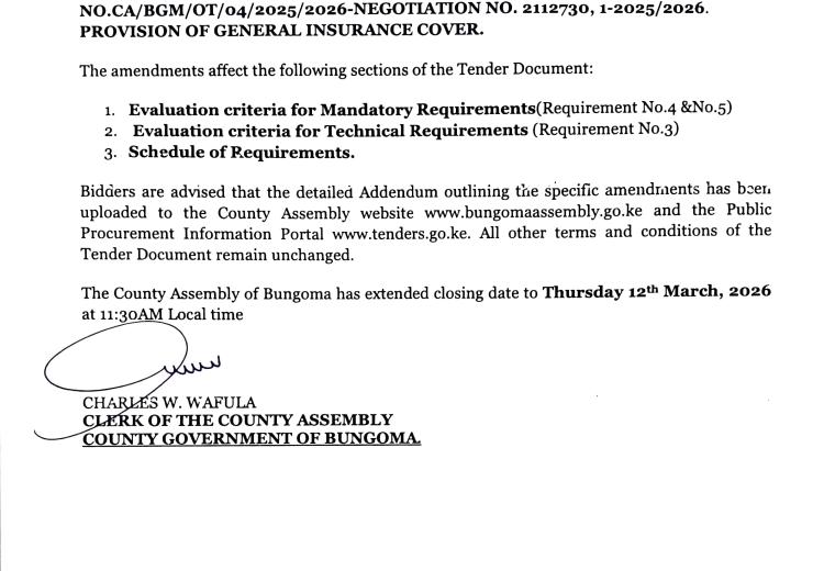 TENDER NOTICE : TENDER ADDENDUM