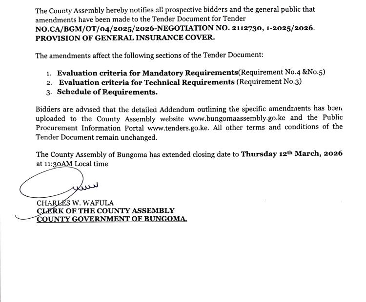 ADVERT TENDER ADDENDUM