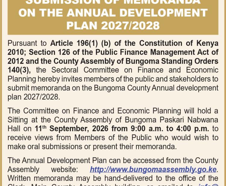 SUBMISSION OF MEMORANDA ON THE ANNUAL DEVELOPMENT PLAN 20272028